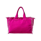 Solid Large Canvas Fringe Tote