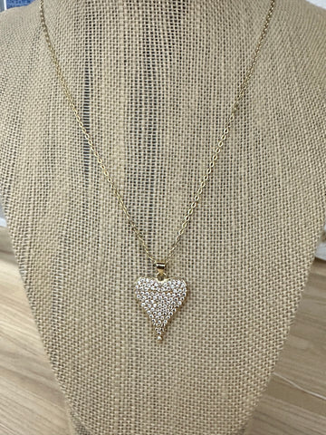 Gold Necklace w/ Diamond Heart Charm