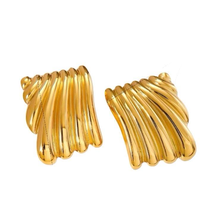 Gold Square Wave Earrings