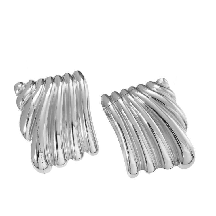 Silver Square Wave Earrings