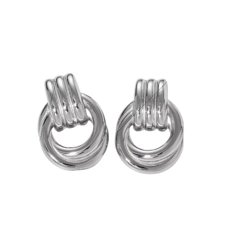 Silver Triple Hoop Earrings