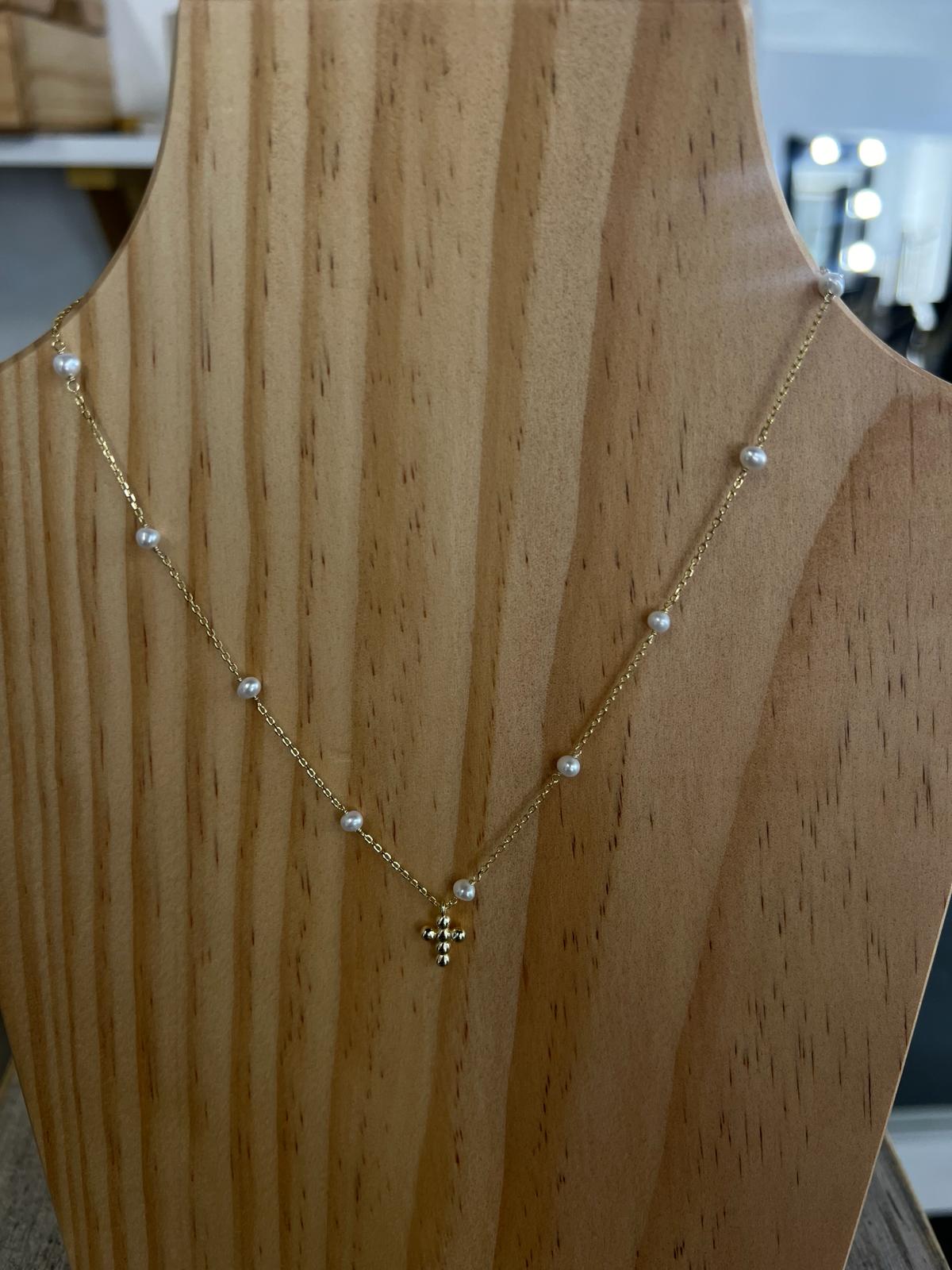 Pearls & Tiny God Balls Cross