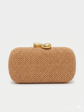 Raffia Brown Oval Clutch