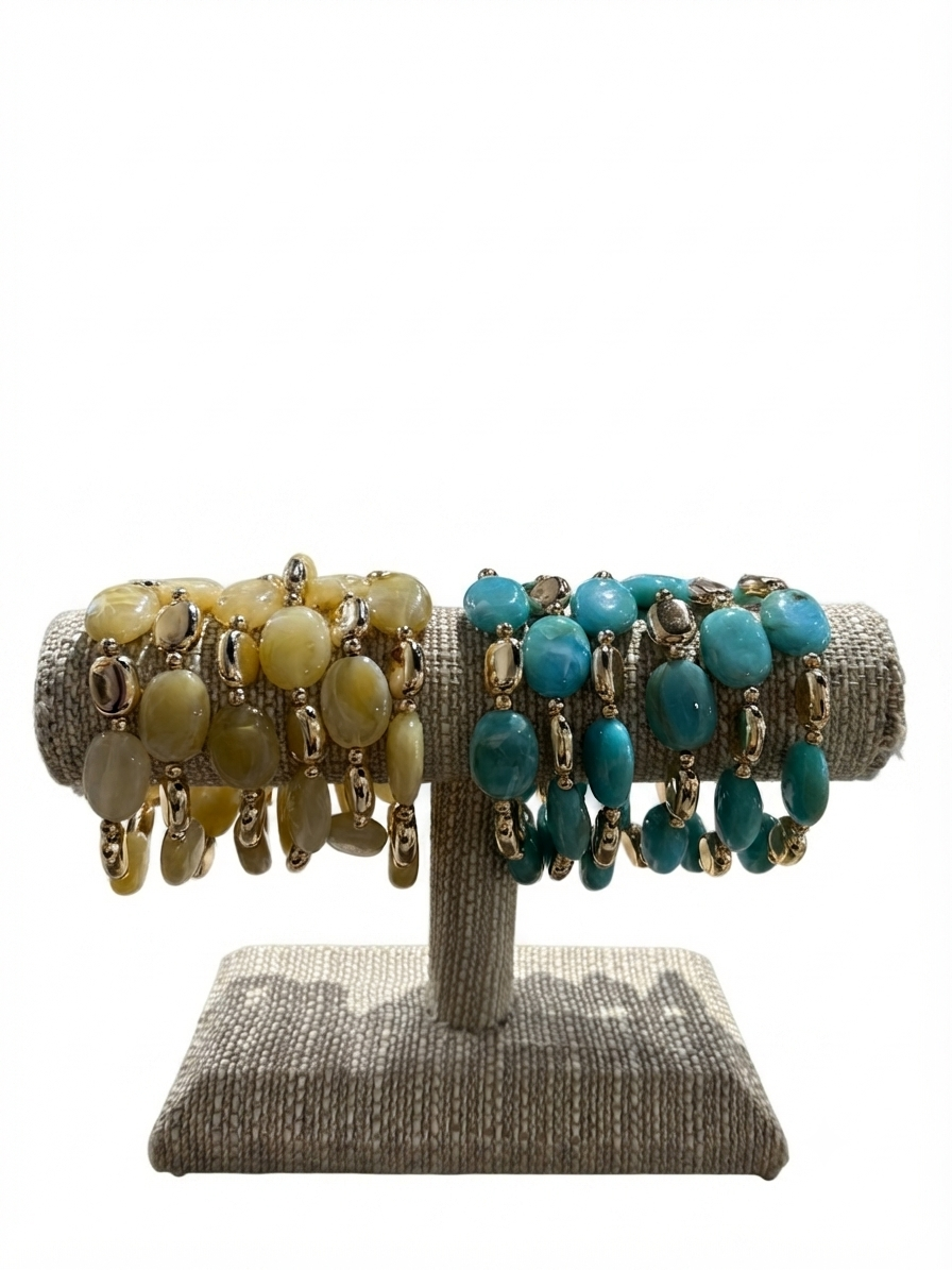 Stone and Gold Bracelets