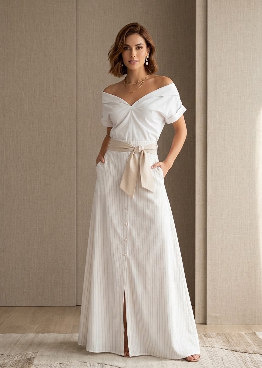 Julianne White Skirt Set