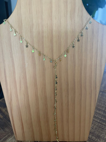Necklace Lariat with dangling gold stars H&Y