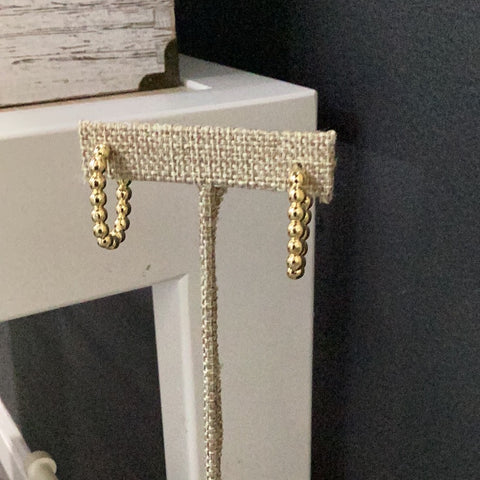 Gold beaded rectangular hoops H&Y