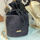 Black bucket bag