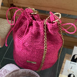 Hot pink bucket bag
