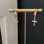 Gold hoops w/ dangle cross H&Y